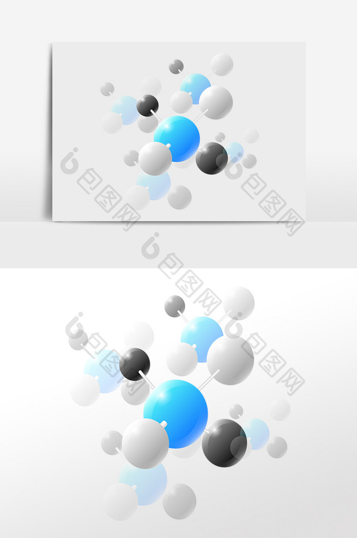 蓝色白色科技分子