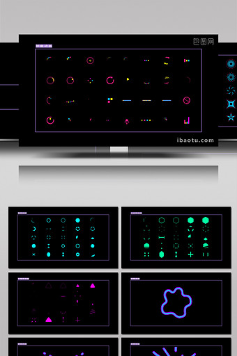 彩色发光图标图形元素MG动画包AE模板图片