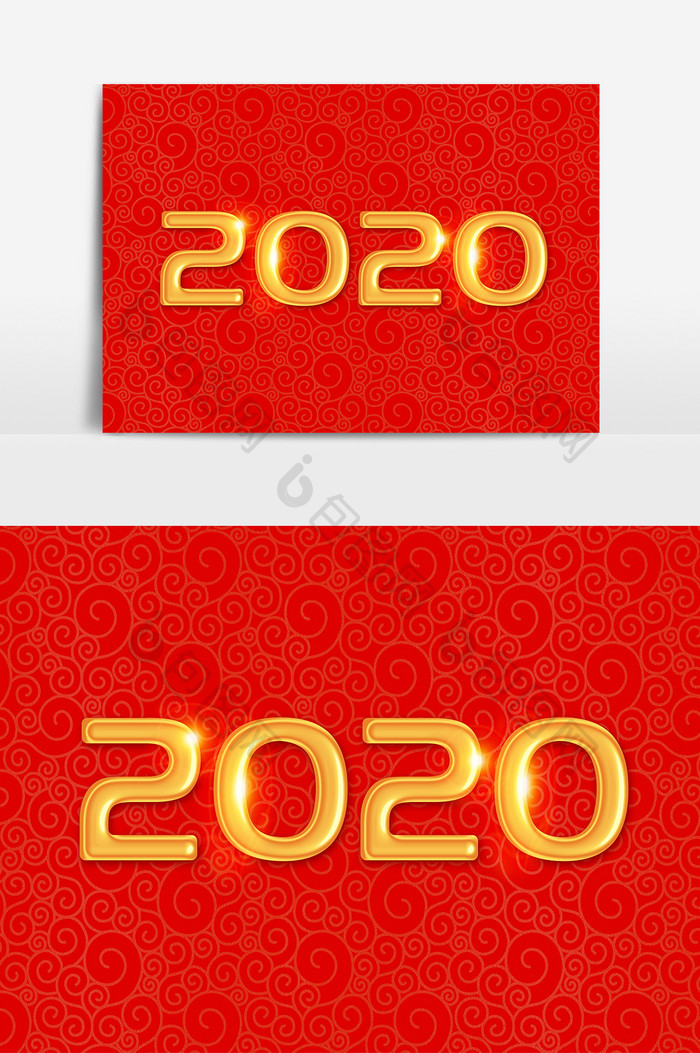 金色立体艺术字2020