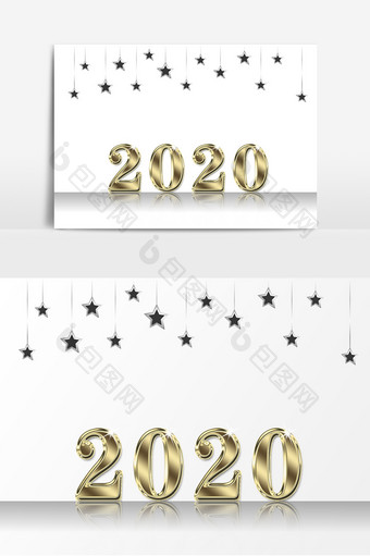金色数字2020元素设计图片