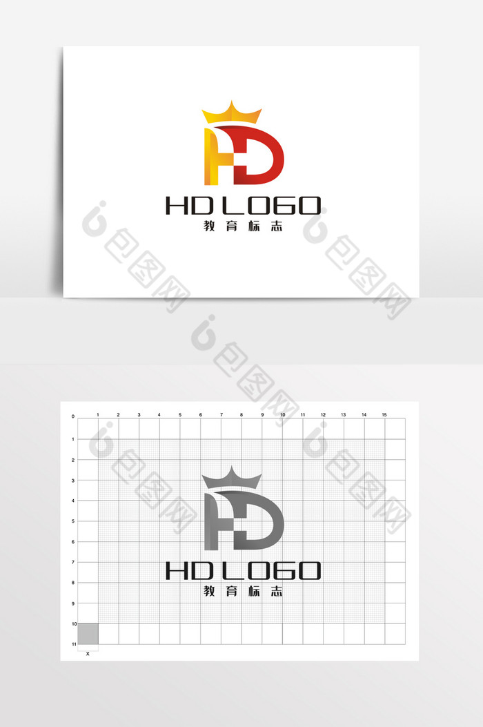 字母HD教育皇冠LOGO标志VI图片图片