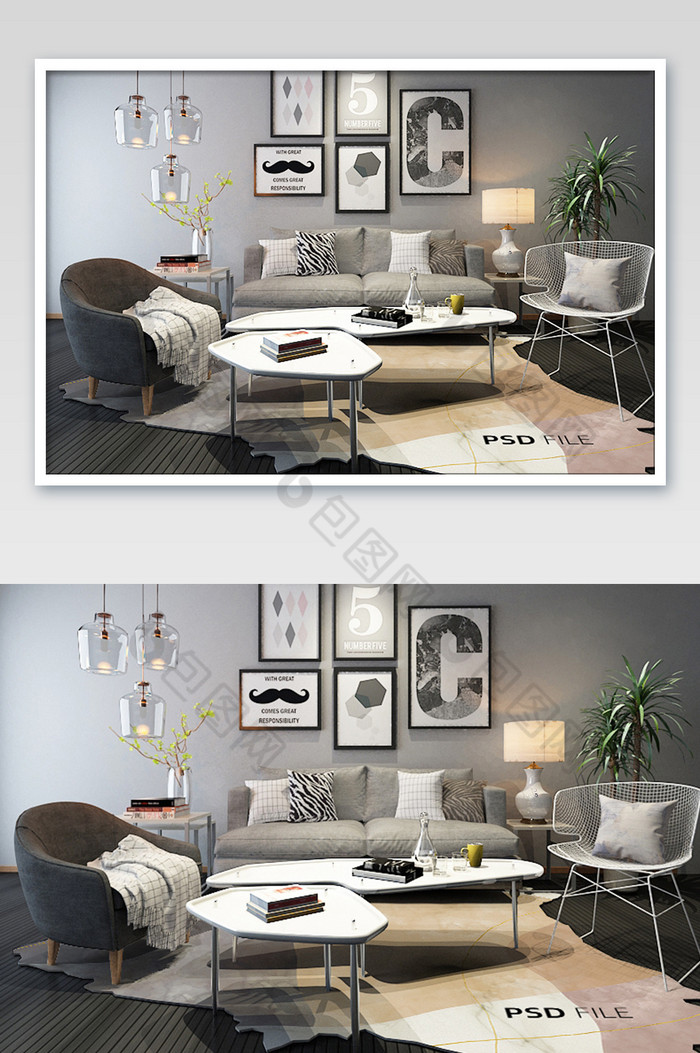 现代欧式客厅沙发组合地毯贴图图片图片