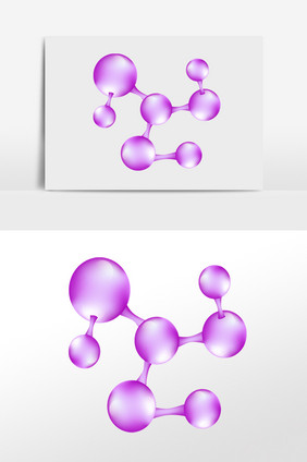 手绘紫色科技分子