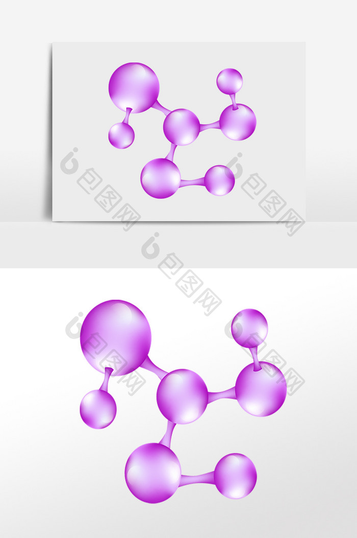 手绘紫色科技分子