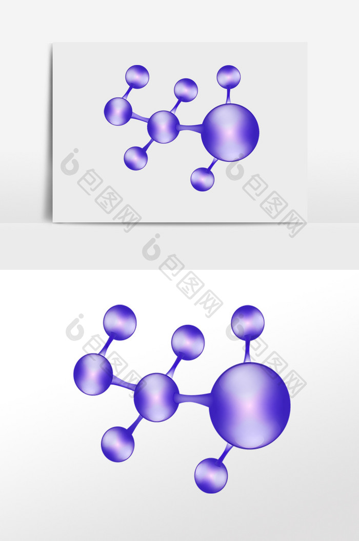 手绘紫色科技分子结构式