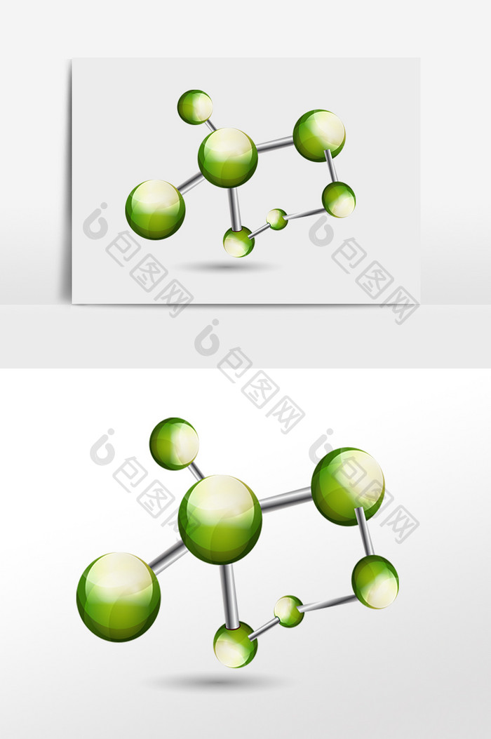 绿色科技分子手绘插画