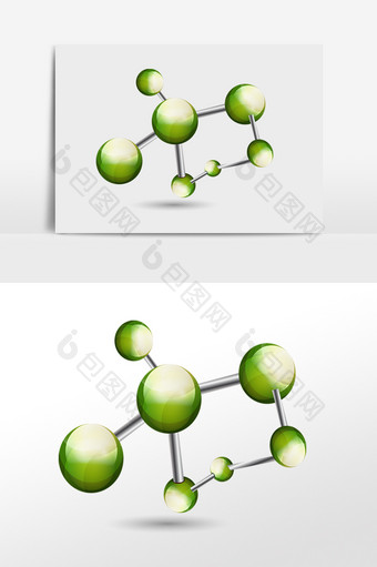 绿色科技分子手绘插画图片