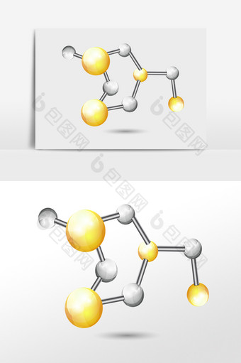 黄色科技分子插画图片