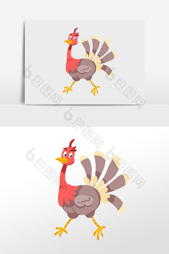 感恩节火鸡开屏手绘插画图片