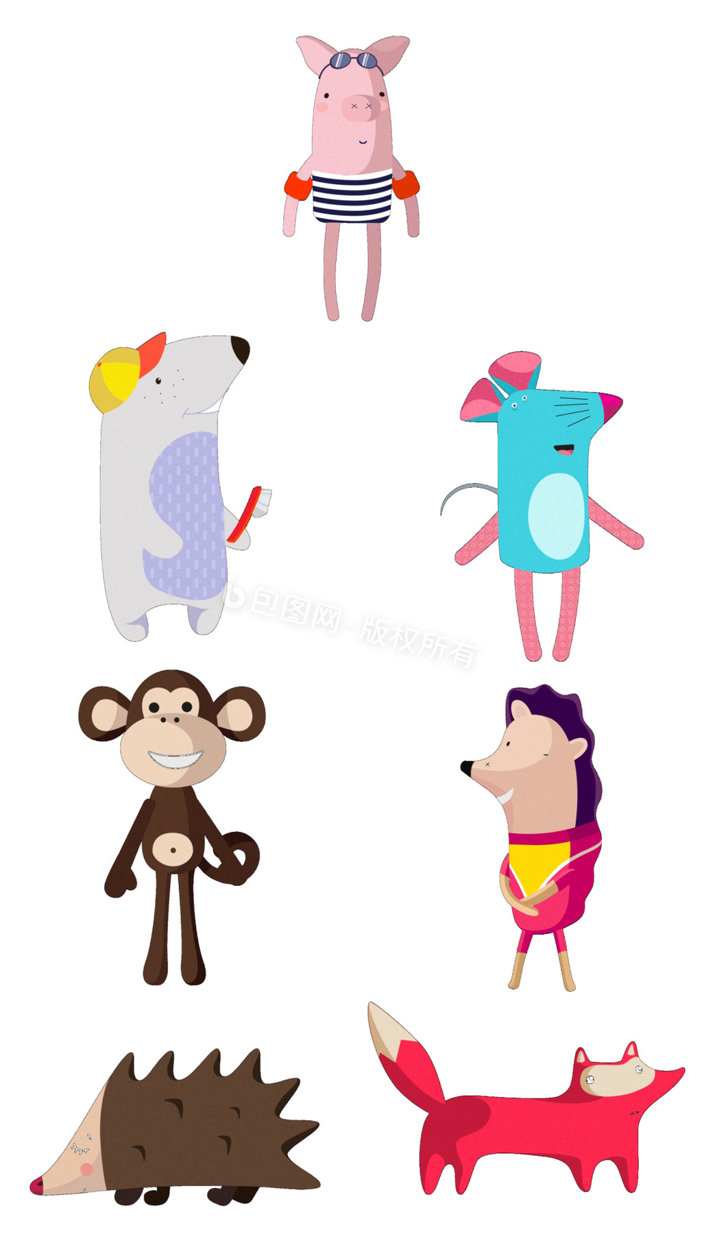 彩色可爱小动物卡通动态素材动图gif
