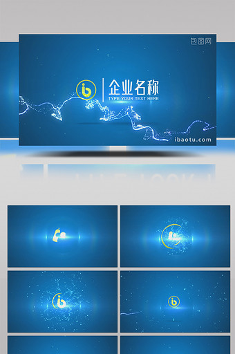 蓝色粒子公司LOGO片头AE模板图片