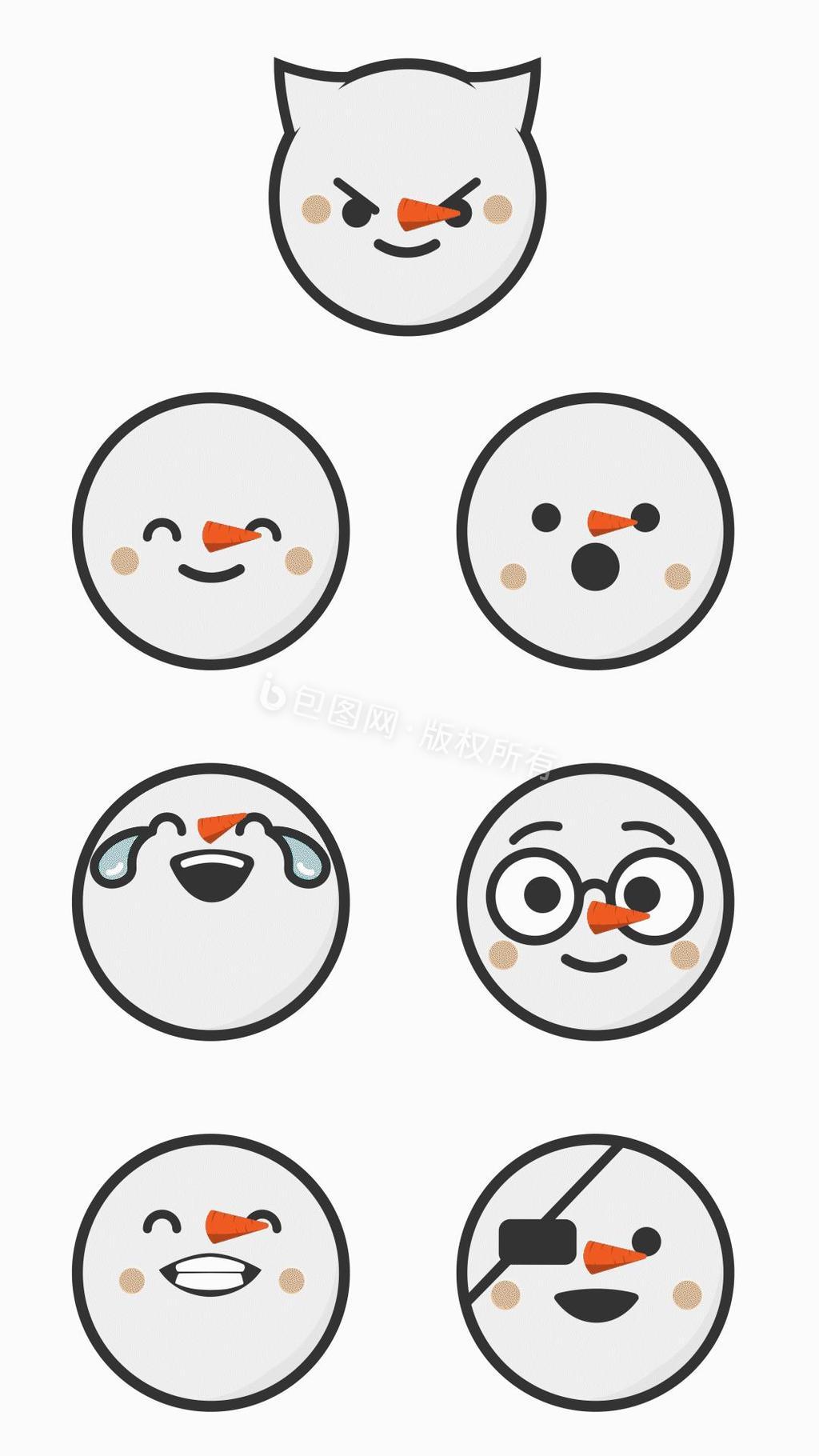 圣诞节白色雪人表情包素材动图GIF图片