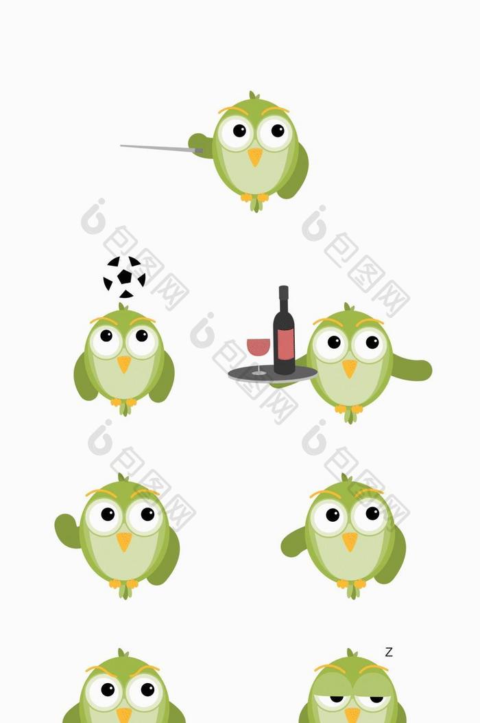 可爱卡通绿色小鸟动图GIF表情包