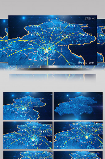 蓝色高科技3D北京区域地图AE模板图片