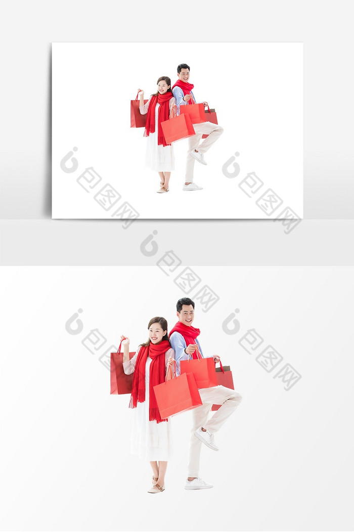 春节新年男女夫妻购物消费买年货图片图片