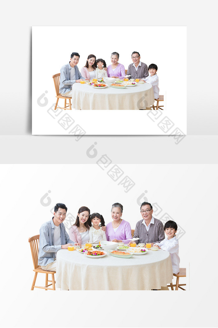 春节新年一家人吃年夜饭拍全家福图片图片