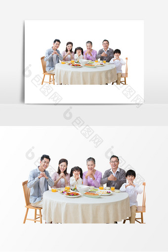 春节新年一家人年夜饭拜年祝福问候元素图片