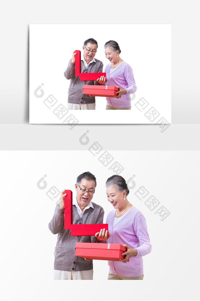 春节新年父母打开礼物开心大笑图片图片
