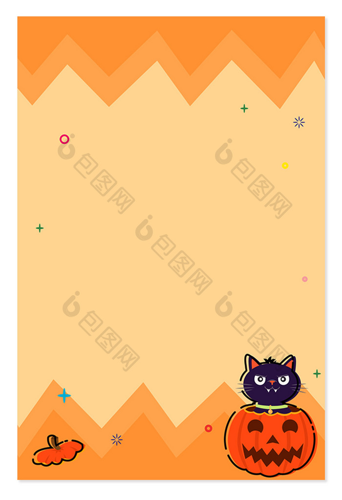 橙色万圣南瓜黑猫可爱背景设计