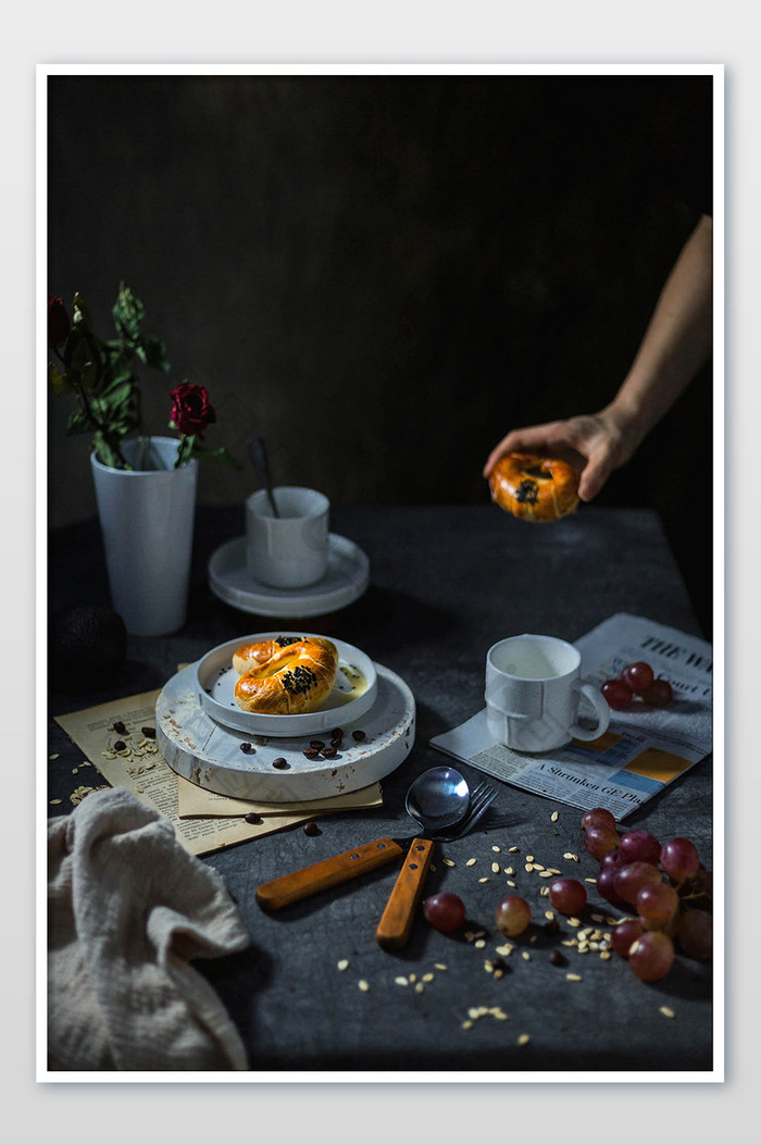 欧式面包烘培甜蜜下午茶美食摄影图片