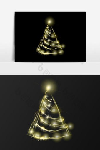 圣诞节灯光圣诞树装饰元素图片