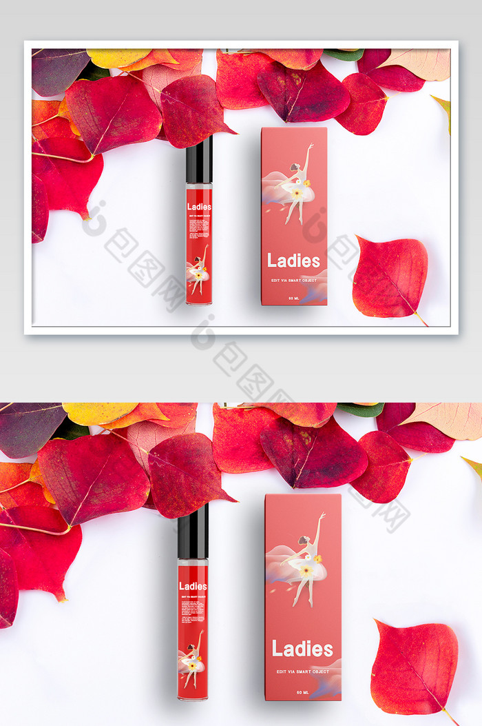 浪漫树叶女性化妆品包装盒包装图片图片