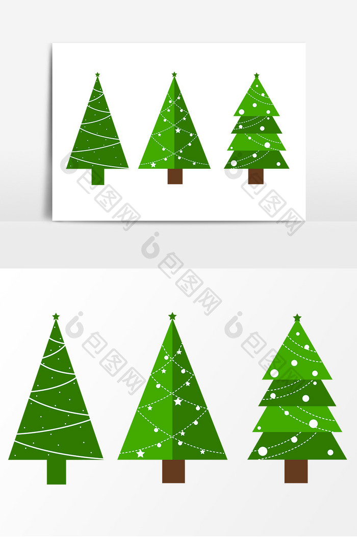 绿色圣诞松树矢量元素