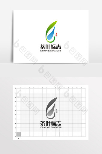 茶叶水滴叶子绿色LOGO标志VI图片