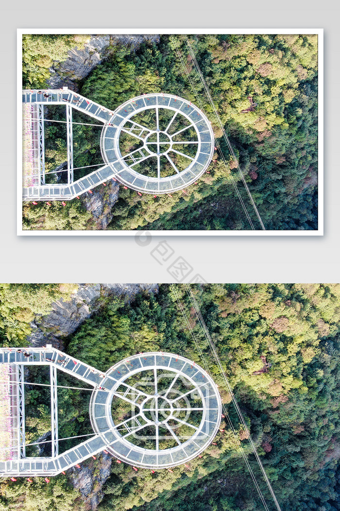 垂直航拍圆形玻璃桥图片图片