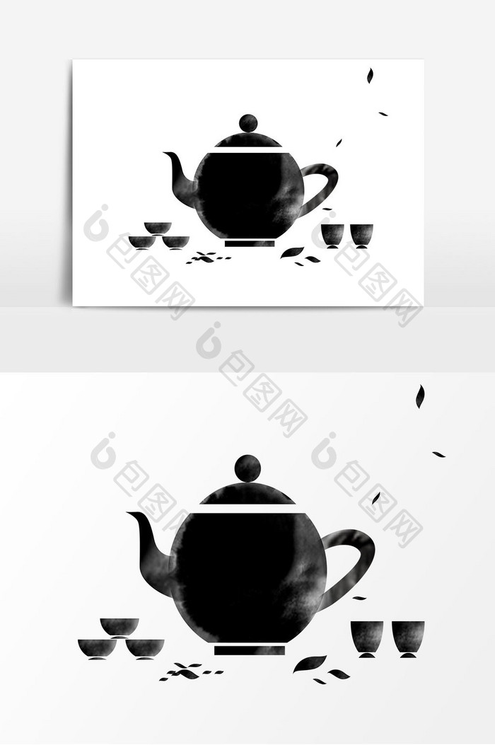 水墨茶壶装饰中国风元素