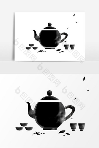 水墨茶壶装饰中国风元素图片