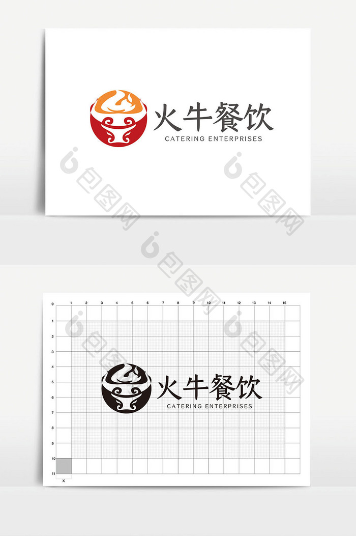 大气时尚中式牛图形餐饮logoVI模板