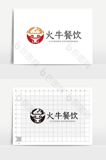 大气时尚中式牛图形餐饮logoVI模板图片