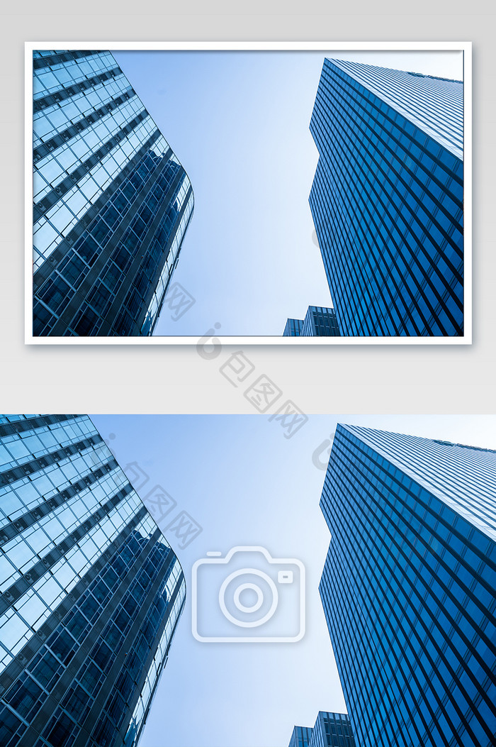 蓝色大气城市商务办公大楼摄影图