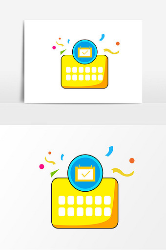 签到表格卡通装饰元素