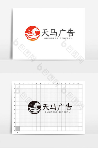 大气简约马图形商务广告logoVI模板图片