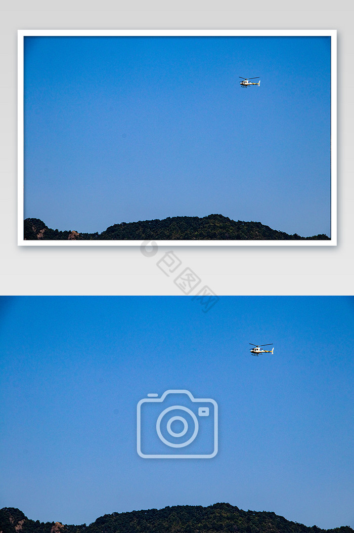 蓝天中翱翔的飞机蔚蓝天空摄影图图片