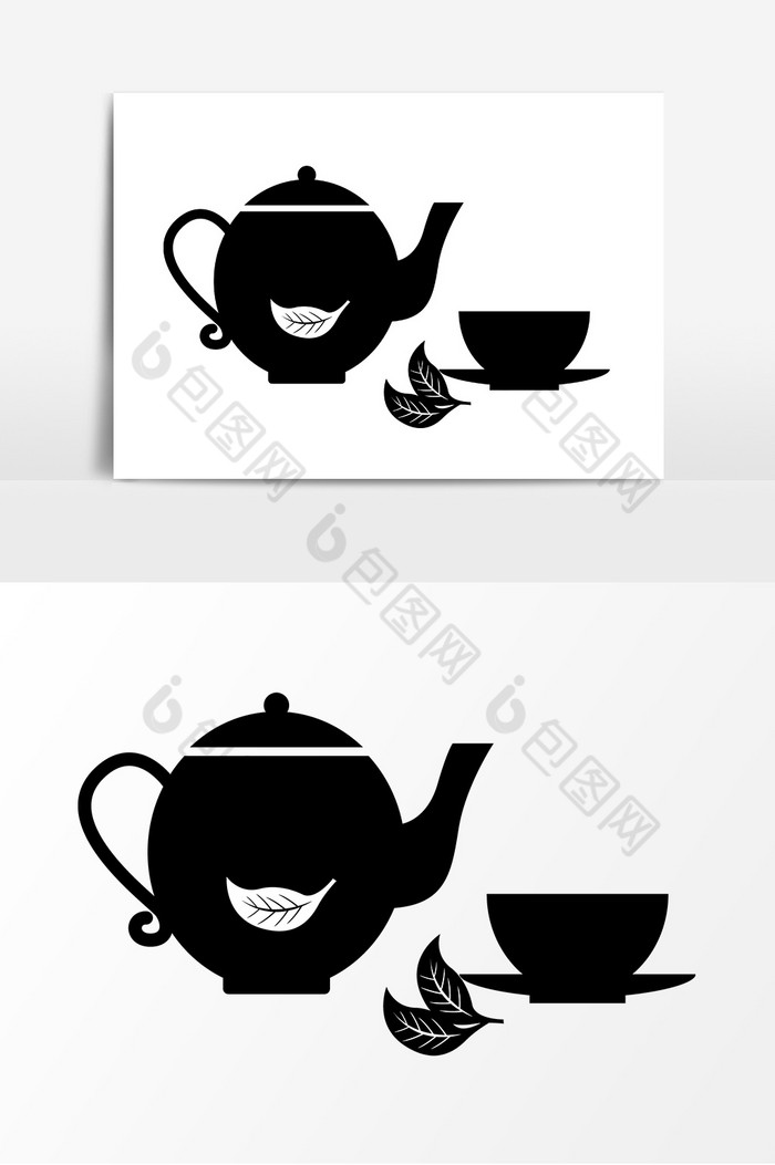 茶叶茶具剪影图片图片