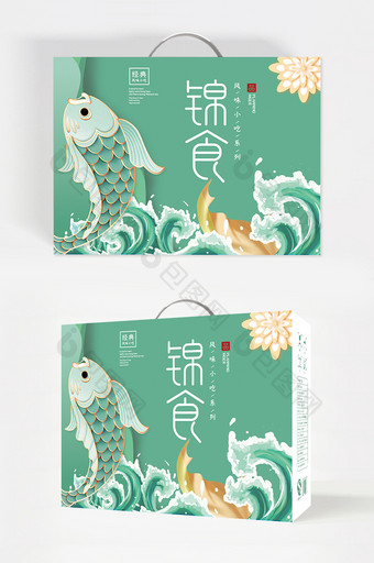 国潮新年新春大气年货食品礼盒包装设计图片