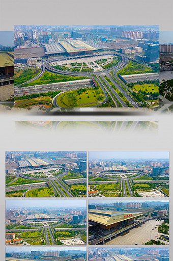 航拍南京南站大气广场周边建筑图片