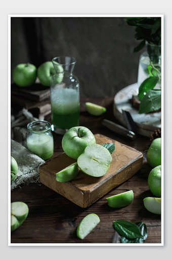新鲜青苹果水果美食摄影图片