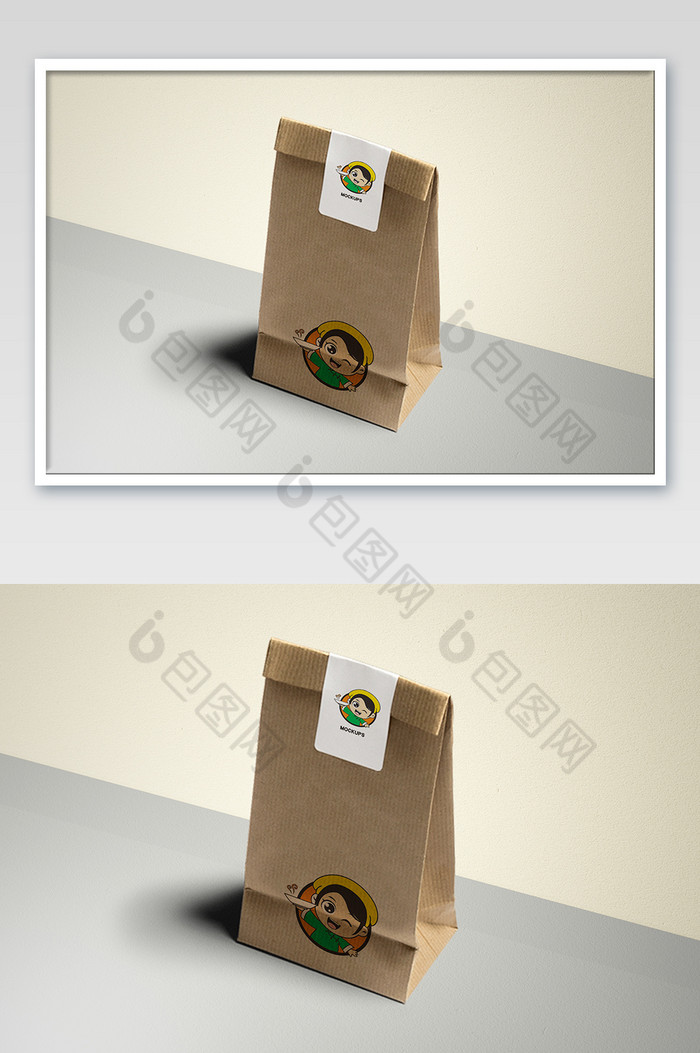 牛皮纸外卖袋包装袋logo贴图包装图片图片
