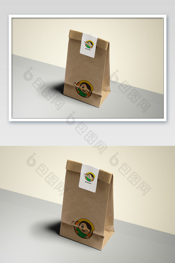 牛皮纸外卖袋包装袋logo贴图包装样机图片