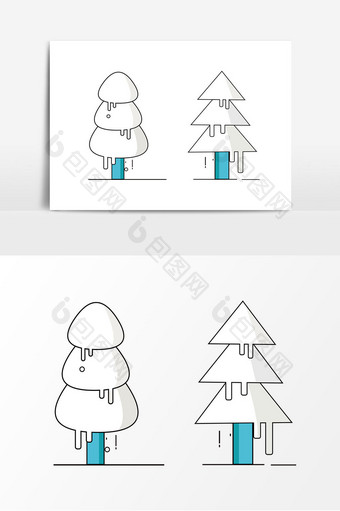 冬至圣诞小雪圣诞树装饰元素图片