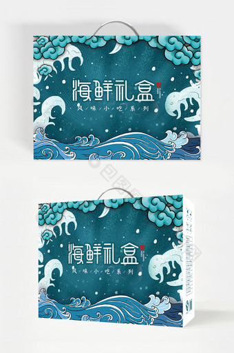 大气新年国潮新春年货食品礼盒包装设计图片