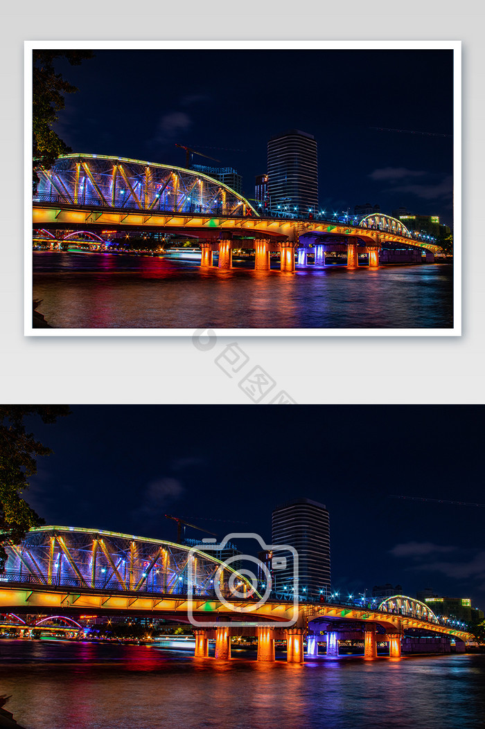 城市建设炫彩灯光桥梁建筑摄影图