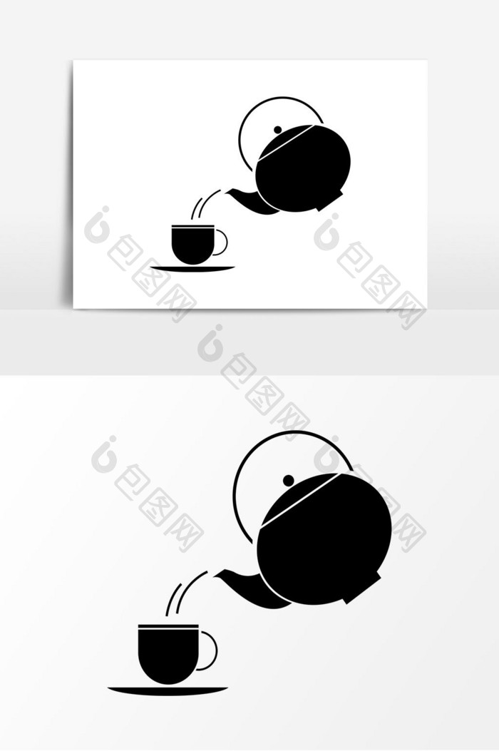 黑色剪影茶壶茶元素