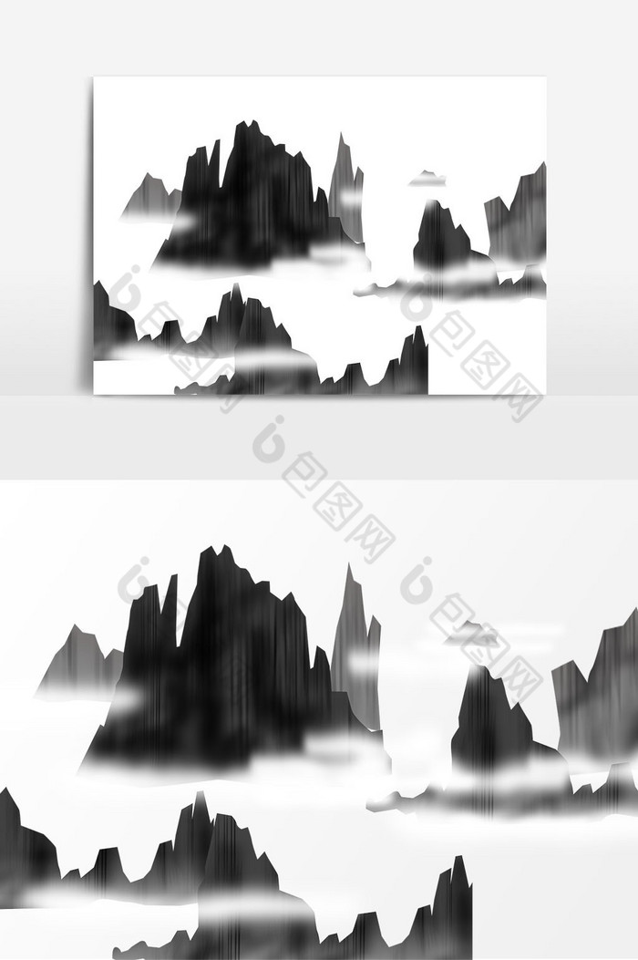 水墨山水云雾装饰图片图片