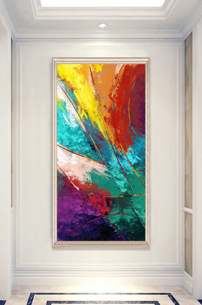手绘抽象多彩油画玄关
