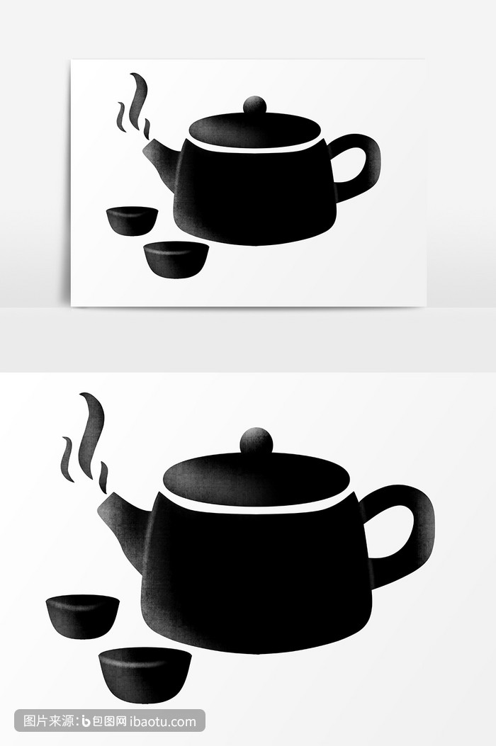 水墨宣纸剪影茶壶茶,包图网,图片,素材,模板,免费